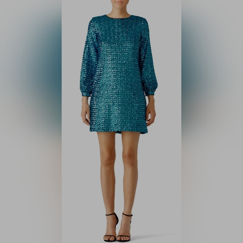 Hunter Bell | Blue Sequin Shift Dress | Size 2